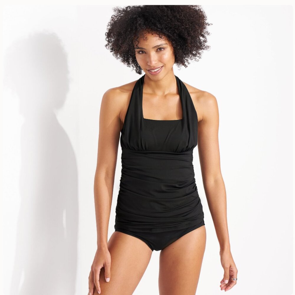 Land's End Square Neck Halter Tankini Swimsuit Top - Size: 16L